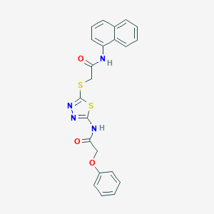 molecular formula C22H18N4O3S2 B490700 N-(5-{[2-(1-naphthylamino)-2-oxoethyl]sulfanyl}-1,3,4-thiadiazol-2-yl)-2-phenoxyacetamide CAS No. 724451-29-0