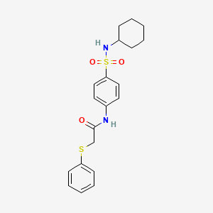 molecular formula C20H24N2O3S2 B4907039 N-[4-(cyclohexylsulfamoyl)phenyl]-2-(phenylsulfanyl)acetamide 