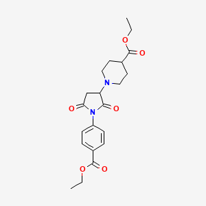 molecular formula C21H26N2O6 B4907115 ETHYL 1-{1-[4-(ETHOXYCARBONYL)PHENYL]-2,5-DIOXOTETRAHYDRO-1H-PYRROL-3-YL}-4-PIPERIDINECARBOXYLATE 