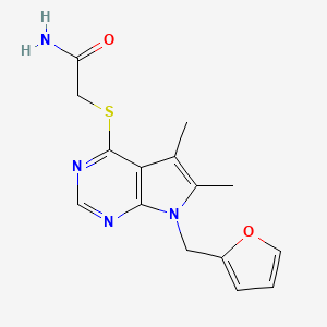 molecular formula C15H16N4O2S B4907249 2-[7-(Furan-2-ylmethyl)-5,6-dimethylpyrrolo[2,3-d]pyrimidin-4-yl]sulfanylacetamide 