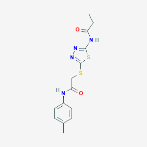 molecular formula C14H16N4O2S2 B490738 N-(5-((2-oxo-2-(p-tolylamino)ethyl)thio)-1,3,4-thiadiazol-2-yl)propionamide CAS No. 392291-22-4