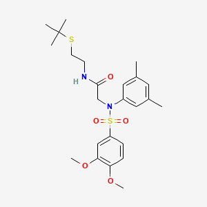 molecular formula C24H34N2O5S2 B4907572 N-[2-(tert-butylsulfanyl)ethyl]-N~2~-[(3,4-dimethoxyphenyl)sulfonyl]-N~2~-(3,5-dimethylphenyl)glycinamide 