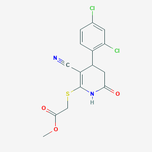 molecular formula C15H12Cl2N2O3S B4907647 Methyl {[3-cyano-4-(2,4-dichlorophenyl)-6-oxo-1,4,5,6-tetrahydropyridin-2-yl]sulfanyl}acetate 