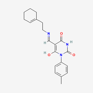 molecular formula C20H23N3O3 B4907692 (5E)-5-({[2-(CYCLOHEX-1-EN-1-YL)ETHYL]AMINO}METHYLIDENE)-1-(4-METHYLPHENYL)-1,3-DIAZINANE-2,4,6-TRIONE 