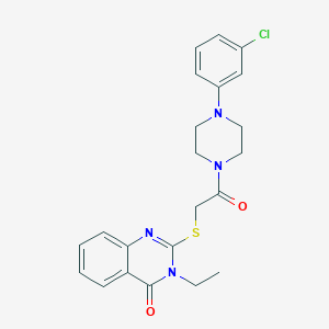 molecular formula C22H23ClN4O2S B490770 2-({2-[4-(3-chlorophenyl)-1-piperazinyl]-2-oxoethyl}sulfanyl)-3-ethyl-4(3H)-quinazolinone CAS No. 724453-37-6