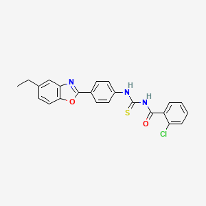 molecular formula C23H18ClN3O2S B4907781 2-chloro-N-{[4-(5-ethyl-1,3-benzoxazol-2-yl)phenyl]carbamothioyl}benzamide 