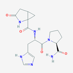 molecular formula C17H22N6O4 B049078 N-[(2S)-1-[(2S)-2-carbamoylpyrrolidin-1-yl]-3-(1H-imidazol-5-yl)-1-oxopropan-2-yl]-3-oxo-2-azabicyclo[3.1.0]hexane-1-carboxamide CAS No. 120083-46-7
