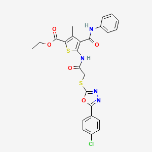 molecular formula C25H21ClN4O5S2 B4907835 ethyl 4-(anilinocarbonyl)-5-[({[5-(4-chlorophenyl)-1,3,4-oxadiazol-2-yl]thio}acetyl)amino]-3-methyl-2-thiophenecarboxylate 