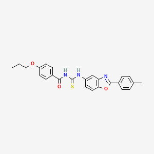 molecular formula C25H23N3O3S B4907954 N-{[2-(4-methylphenyl)-1,3-benzoxazol-5-yl]carbamothioyl}-4-propoxybenzamide 