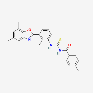 molecular formula C26H25N3O2S B4908404 N-[[3-(5,7-dimethyl-1,3-benzoxazol-2-yl)-2-methylphenyl]carbamothioyl]-3,4-dimethylbenzamide 