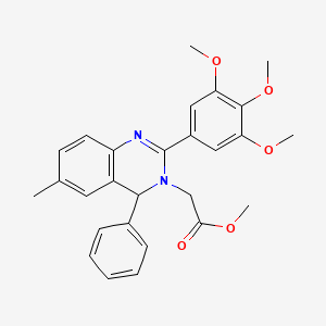 molecular formula C27H28N2O5 B4908405 methyl 2-[6-methyl-4-phenyl-2-(3,4,5-trimethoxyphenyl)-3,4-dihydroquinazolin-3-yl]acetate 