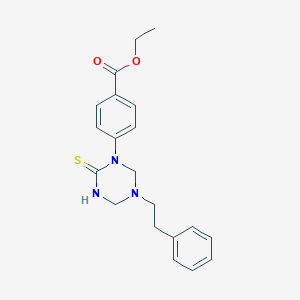 molecular formula C20H23N3O2S B490846 ethyl 4-[5-(2-phenylethyl)-2-thioxo-1,3,5-triazinan-1-yl]benzoate CAS No. 667908-71-6