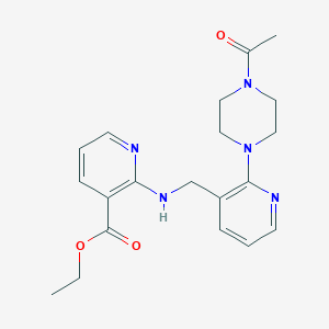 molecular formula C20H25N5O3 B4908541 ethyl 2-({[2-(4-acetyl-1-piperazinyl)-3-pyridinyl]methyl}amino)nicotinate 