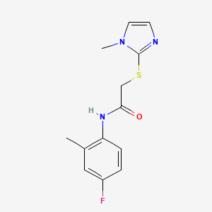 molecular formula C13H14FN3OS B4908693 N-(4-fluoro-2-methylphenyl)-2-[(1-methyl-1H-imidazol-2-yl)thio]acetamide 