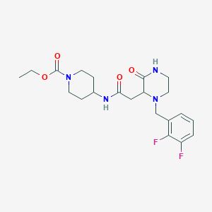 molecular formula C21H28F2N4O4 B4908900 Ethyl 4-[[2-[1-[(2,3-difluorophenyl)methyl]-3-oxopiperazin-2-yl]acetyl]amino]piperidine-1-carboxylate 