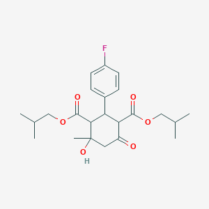 molecular formula C23H31FO6 B490960 Bis(2-methylpropyl) 2-(4-fluorophenyl)-4-hydroxy-4-methyl-6-oxocyclohexane-1,3-dicarboxylate CAS No. 1005036-36-1