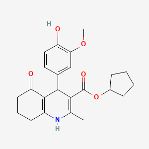 molecular formula C23H27NO5 B4909743 Cyclopentyl 4-(4-hydroxy-3-methoxyphenyl)-2-methyl-5-oxo-1,4,5,6,7,8-hexahydroquinoline-3-carboxylate 
