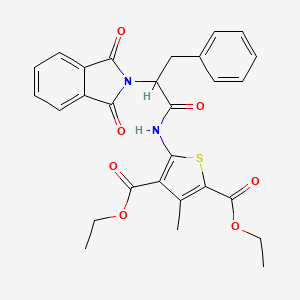 molecular formula C28H26N2O7S B4909796 diethyl 5-{[2-(1,3-dioxo-1,3-dihydro-2H-isoindol-2-yl)-3-phenylpropanoyl]amino}-3-methyl-2,4-thiophenedicarboxylate 