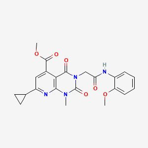 molecular formula C22H22N4O6 B4909911 METHYL 7-CYCLOPROPYL-3-{[(2-METHOXYPHENYL)CARBAMOYL]METHYL}-1-METHYL-2,4-DIOXO-1H,2H,3H,4H-PYRIDO[2,3-D]PYRIMIDINE-5-CARBOXYLATE 