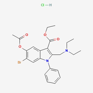 molecular formula C24H28BrClN2O4 B4910009 Ethyl 5-acetyloxy-6-bromo-2-(diethylaminomethyl)-1-phenylindole-3-carboxylate;hydrochloride 