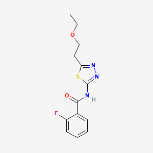 molecular formula C13H14FN3O2S B4910052 N-[5-(2-ethoxyethyl)-1,3,4-thiadiazol-2-yl]-2-fluorobenzamide 