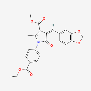 molecular formula C24H21NO7 B4910062 methyl (4Z)-4-(1,3-benzodioxol-5-ylmethylidene)-1-[4-(ethoxycarbonyl)phenyl]-2-methyl-5-oxo-4,5-dihydro-1H-pyrrole-3-carboxylate 