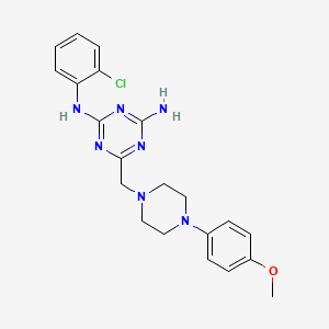 molecular formula C21H24ClN7O B4910178 N-(2-chlorophenyl)-6-{[4-(4-methoxyphenyl)piperazin-1-yl]methyl}-1,3,5-triazine-2,4-diamine 
