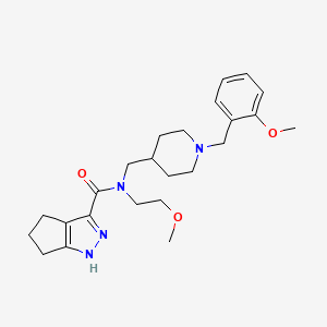 molecular formula C24H34N4O3 B4910433 N-(2-methoxyethyl)-N-[[1-[(2-methoxyphenyl)methyl]piperidin-4-yl]methyl]-1,4,5,6-tetrahydrocyclopenta[c]pyrazole-3-carboxamide 