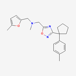 molecular formula C22H27N3O2 B4910591 N-methyl-1-(5-methyl-2-furyl)-N-({3-[1-(4-methylphenyl)cyclopentyl]-1,2,4-oxadiazol-5-yl}methyl)methanamine 