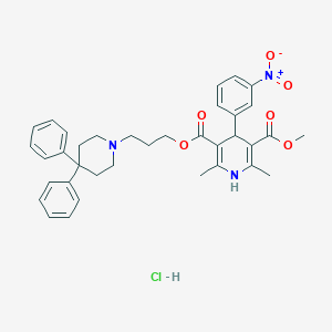 molecular formula C36H40ClN3O6 B049109 Niguldipine hydrochloride, (+/-)- CAS No. 113317-61-6