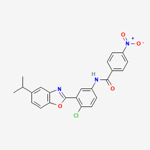 molecular formula C23H18ClN3O4 B4910924 N-{4-chloro-3-[5-(propan-2-yl)-1,3-benzoxazol-2-yl]phenyl}-4-nitrobenzamide 