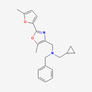 molecular formula C21H24N2O2 B4911025 N-benzyl-1-cyclopropyl-N-{[5-methyl-2-(5-methyl-2-furyl)-1,3-oxazol-4-yl]methyl}methanamine 