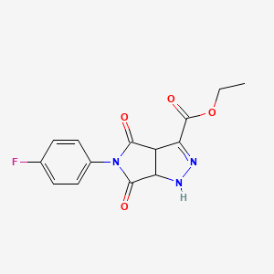 molecular formula C14H12FN3O4 B4911500 ETHYL 5-(4-FLUOROPHENYL)-4,6-DIOXO-1H,3AH,4H,5H,6H,6AH-PYRROLO[3,4-C]PYRAZOLE-3-CARBOXYLATE 