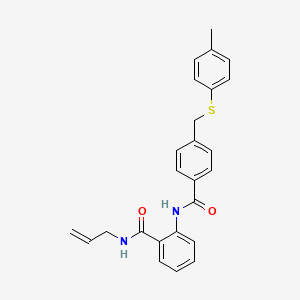 molecular formula C25H24N2O2S B4911503 N-allyl-2-[(4-{[(4-methylphenyl)thio]methyl}benzoyl)amino]benzamide 