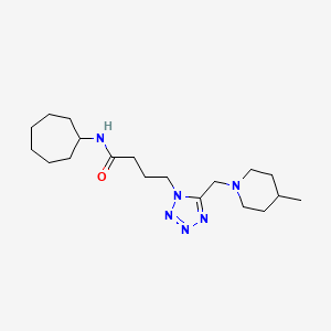 molecular formula C19H34N6O B4911613 N-cycloheptyl-4-{5-[(4-methyl-1-piperidinyl)methyl]-1H-tetrazol-1-yl}butanamide 