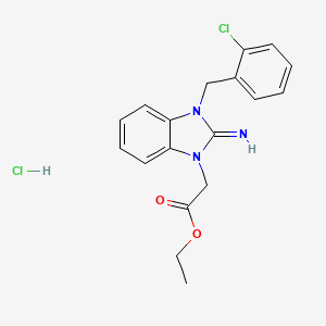 molecular formula C18H19Cl2N3O2 B4911628 ethyl [3-(2-chlorobenzyl)-2-imino-2,3-dihydro-1H-benzimidazol-1-yl]acetate hydrochloride 