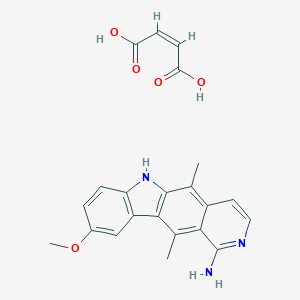 molecular formula C18H17N3O.C4H4O4 B049117 5,11-Dimethyl-9-methoxy-6H-pyrido(4,3-b)carbazol-1-amine maleate CAS No. 115464-61-4