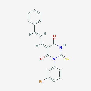 molecular formula C19H13BrN2O2S B4912285 (5E)-1-(3-BROMOPHENYL)-5-[(2E)-3-PHENYLPROP-2-EN-1-YLIDENE]-2-SULFANYLIDENE-1,3-DIAZINANE-4,6-DIONE 