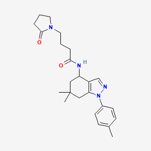 molecular formula C24H32N4O2 B4912321 N-[6,6-dimethyl-1-(4-methylphenyl)-4,5,6,7-tetrahydro-1H-indazol-4-yl]-4-(2-oxo-1-pyrrolidinyl)butanamide 