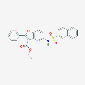 molecular formula C27H21NO5S B491523 Ethyl 5-(naphthalen-2-ylsulfonylamino)-2-phenyl-1-benzofuran-3-carboxylate CAS No. 304694-54-0