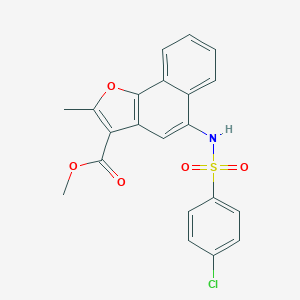 molecular formula C21H16ClNO5S B491534 METHYL 5-(4-CHLOROBENZENESULFONAMIDO)-2-METHYLNAPHTHO[1,2-B]FURAN-3-CARBOXYLATE CAS No. 421580-09-8