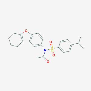 molecular formula C23H25NO4S B491547 N-{8-oxatricyclo[7.4.0.0^{2,7}]trideca-1(9),2,4,6-tetraen-4-yl}-N-[4-(propan-2-yl)benzenesulfonyl]acetamide CAS No. 518305-01-6