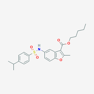 molecular formula C24H29NO5S B491582 pentyl 2-methyl-5-[4-(propan-2-yl)benzenesulfonamido]-1-benzofuran-3-carboxylate CAS No. 518321-63-6