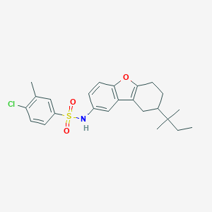 molecular formula C24H28ClNO3S B491589 4-chloro-3-methyl-N-[12-(2-methylbutan-2-yl)-8-oxatricyclo[7.4.0.0^{2,7}]trideca-1(9),2(7),3,5-tetraen-4-yl]benzene-1-sulfonamide CAS No. 518322-04-8