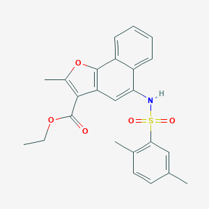 molecular formula C24H23NO5S B491600 ETHYL 5-(2,5-DIMETHYLBENZENESULFONAMIDO)-2-METHYLNAPHTHO[1,2-B]FURAN-3-CARBOXYLATE CAS No. 518320-88-2