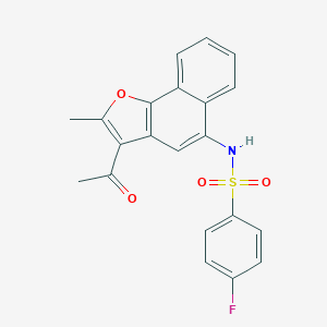 molecular formula C21H16FNO4S B491610 N-{3-acetyl-2-methylnaphtho[1,2-b]furan-5-yl}-4-fluorobenzene-1-sulfonamide CAS No. 518319-32-9