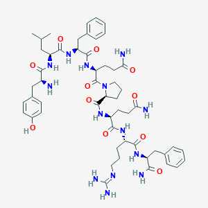 molecular formula C54H76N14O11 B049165 Tyrosyl-leucyl-phenylalanyl-glutaminyl-prolyl-glutaminyl-arginyl-phenylalaninamide CAS No. 124256-00-4