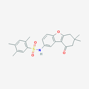 molecular formula C23H25NO4S B491755 N-(7,7-dimethyl-9-oxo-6,7,8,9-tetrahydrodibenzo[b,d]furan-2-yl)-2,4,5-trimethylbenzenesulfonamide CAS No. 518033-26-6