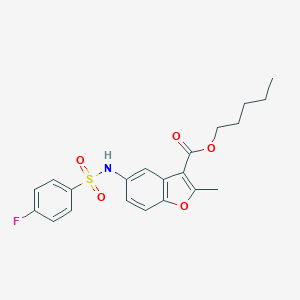 molecular formula C21H22FNO5S B491783 pentyl 5-(4-fluorobenzenesulfonamido)-2-methyl-1-benzofuran-3-carboxylate CAS No. 442553-45-9