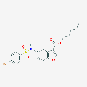 molecular formula C21H22BrNO5S B491784 PENTYL 5-(4-BROMOBENZENESULFONAMIDO)-2-METHYL-1-BENZOFURAN-3-CARBOXYLATE CAS No. 477487-64-2